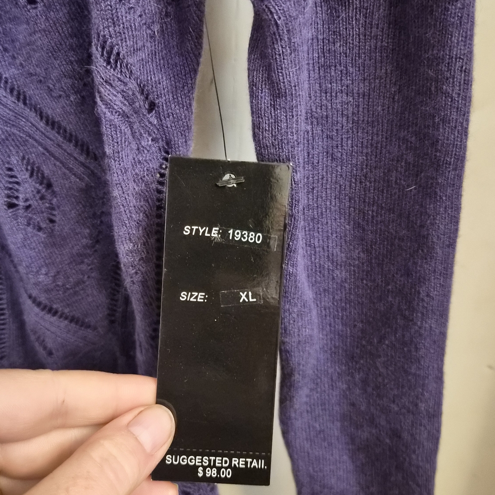 NWT Maglia Diamond Pointelle Knit Sweater – Deep Purple (XL) - Picture 2 of 5